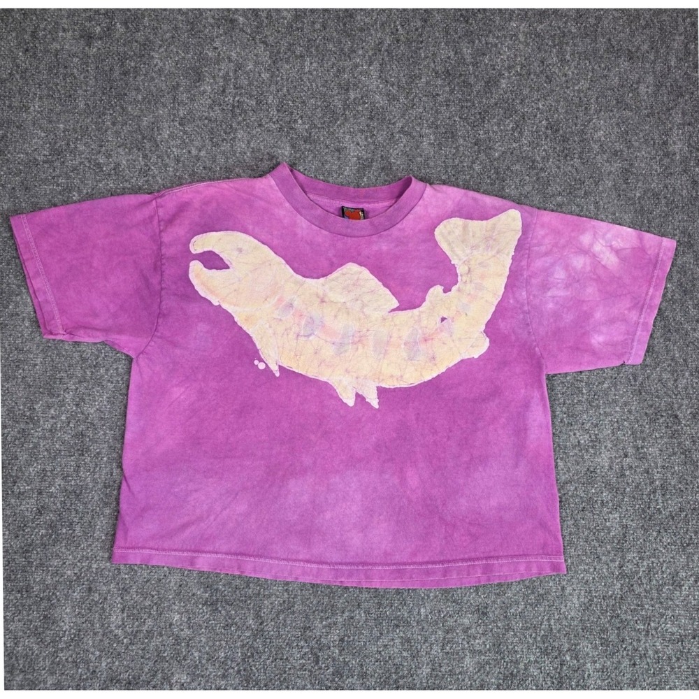 VTG 90s Mickey Unlimited Jerry Leigh T Shirt Womens Large Purple fish‎ Tie Dye
